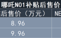 哪吒N01新增车型上市 补贴后8.96-9.96万元