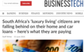 大量南非富裕阶层开始拖欠贷款