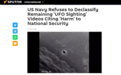 危害国家安全?美海军拒绝解密更多“UFO目击视频”