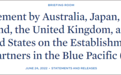 美英日澳新成立“蓝太平洋伙伴” 外媒：抗衡中国影响力