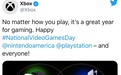 国家游戏日 Xbox发推喊话索尼、任天堂