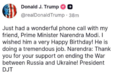 飞往英国的途中,特朗普与莫迪通电话送生日祝福