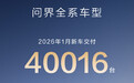 问界汽车1月交付40016辆,同比增长83%