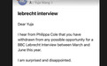 英国乐评人批王羽佳不守信　王羽佳公布邮件反击