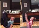 为了支持女儿的体操梦想 爸爸拼着老腰一起练