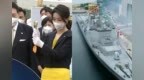韩国“正祖大王”号驱逐舰下水 第一夫人挥斧子砍断缆绳