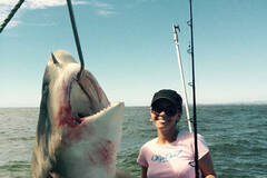 澳洲情侣捕获400斤公牛鲨