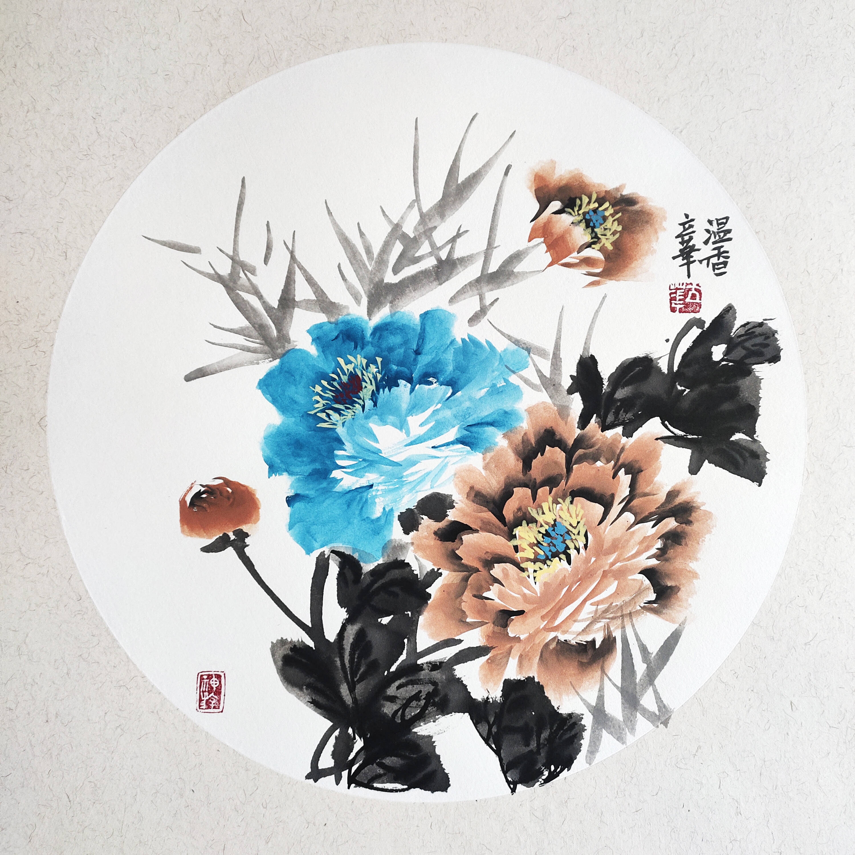 画家管立华牡丹花作品展之《温香》材质:卡纸