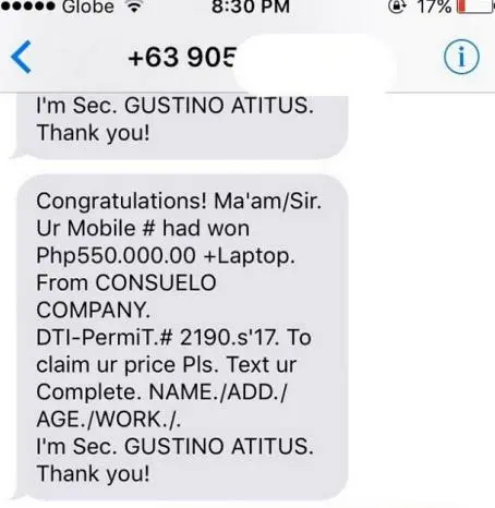 菲律宾发的短信是什么样的图片啊英文