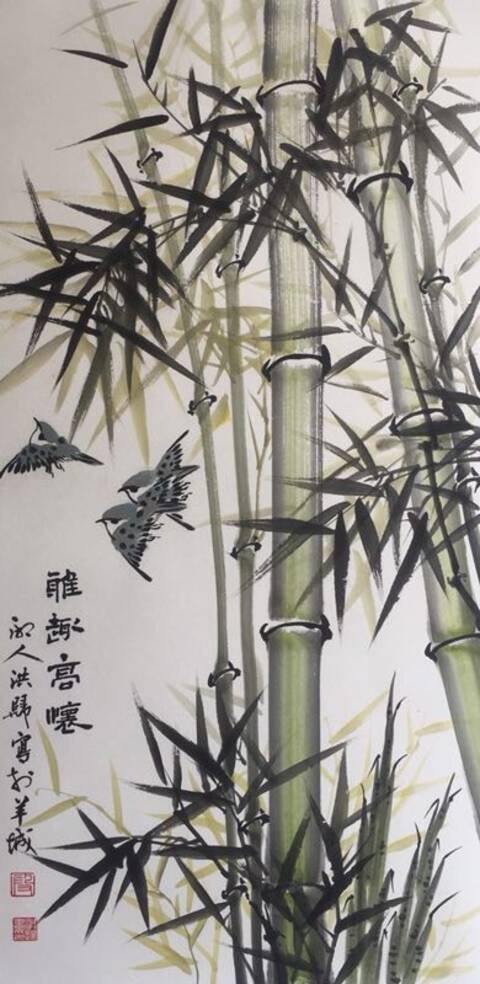 花鸟画家段洪归老师竹子习作欣赏