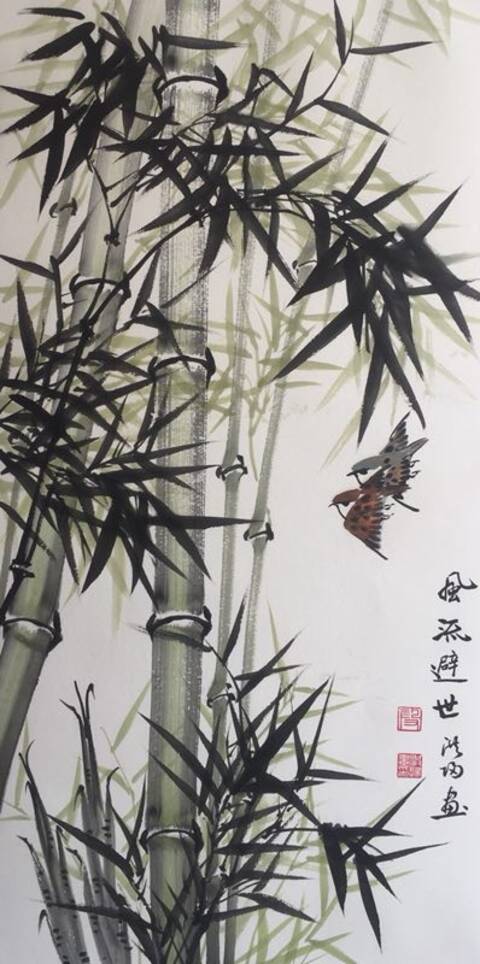 花鸟画家段洪归老师竹子习作欣赏