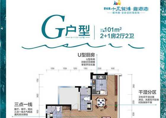 G户型101平2+1房