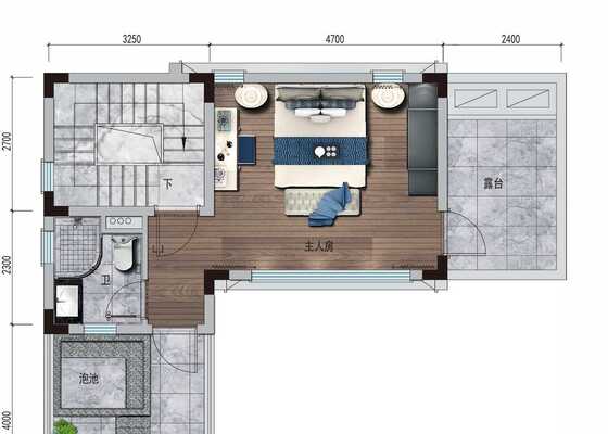 别墅  160㎡ 4房2厅4卫 三层户型