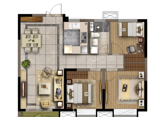 世茂璀璨江山高层A户型图95/97㎡