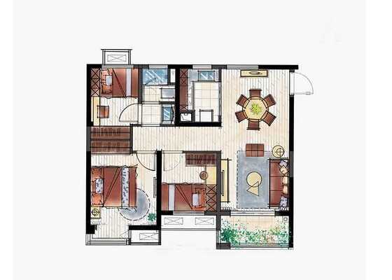 揽湖C3户型建筑面积约94.80㎡