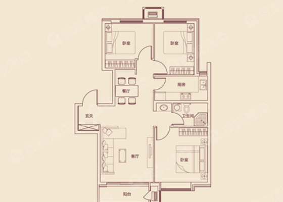 C2-3室2厅1卫-98.0㎡