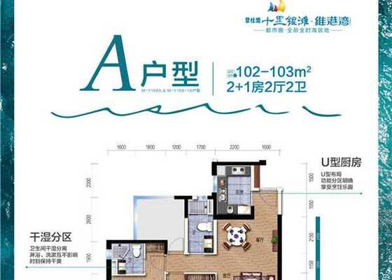 A户型102平2+1房
