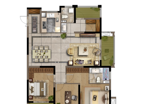 世茂璀璨江山高层C户型图143㎡