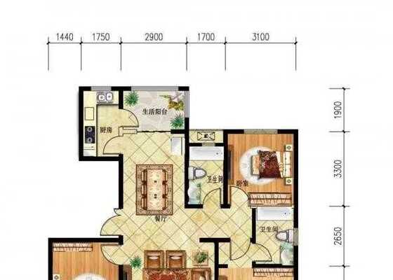 三室两厅两卫122.92㎡