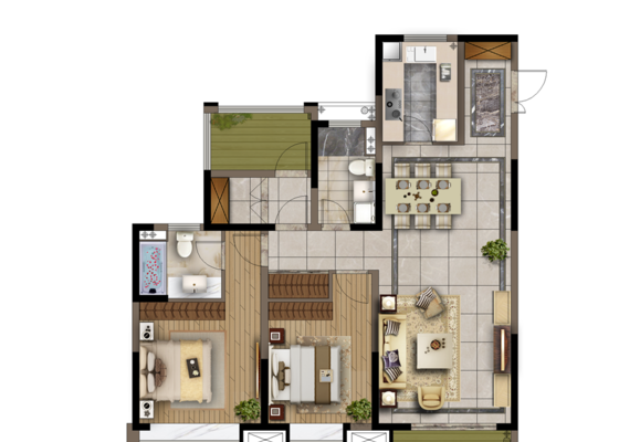 世茂璀璨江山高层B户型图125㎡