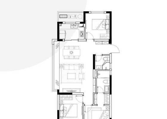 建筑面积为98㎡L户型