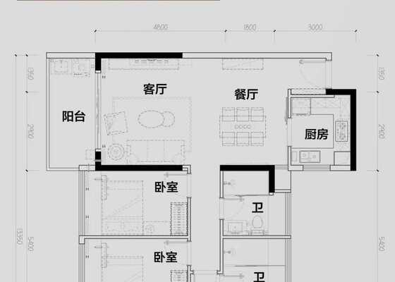 建面115㎡三房两厅两卫