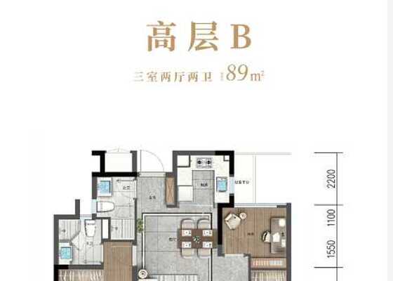 建筑面积89㎡B户型	