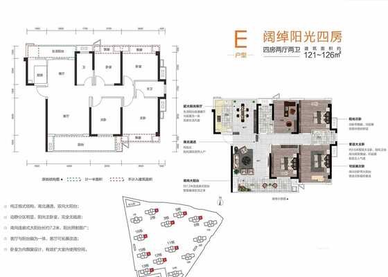 E户型（121-126㎡阔绰阳光四房）