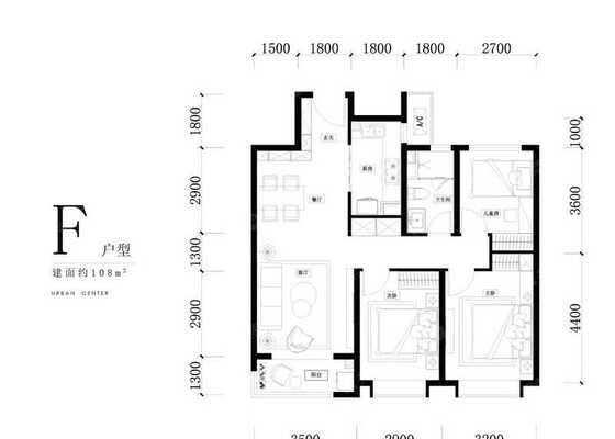 F-3室2厅1卫-108.0㎡