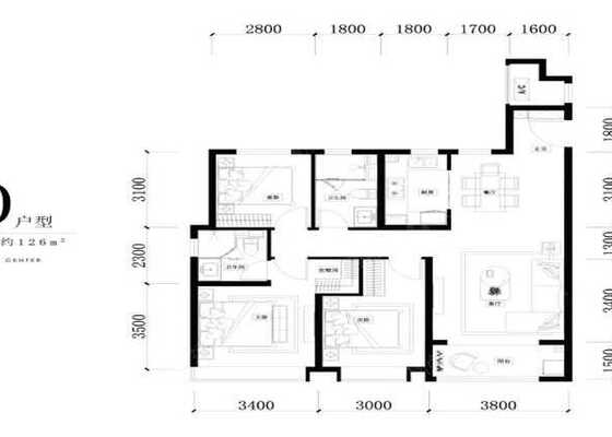 D-3室2厅2卫-126.0㎡