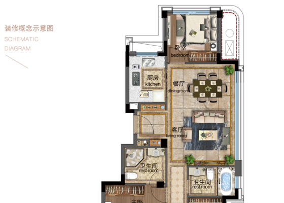 御墅洋房建筑面积约99平
