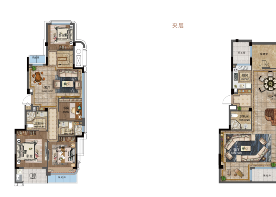 洋房御墅下跃户型建面约109平