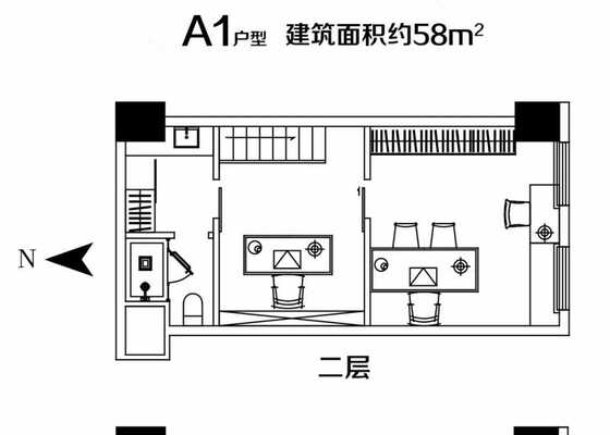 4.8m挑高58㎡户型