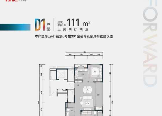 建筑面积111㎡D1户型