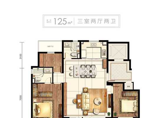 建面约125平户型