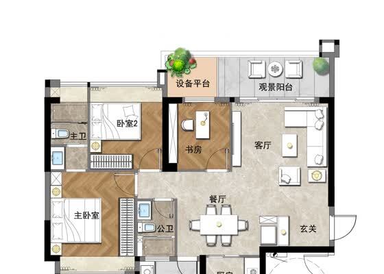 2栋04，05户型 109平