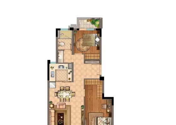 74-75m²中叠户型