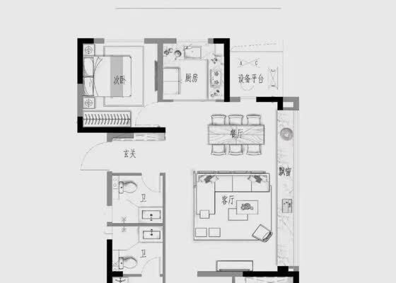 高层建面约121㎡户型