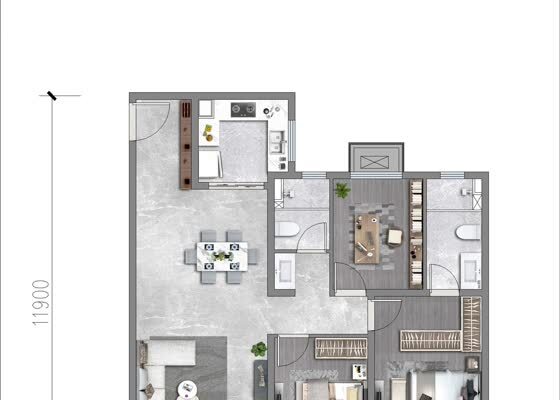 澜庭-126平米-三室两厅一厨两卫-南北