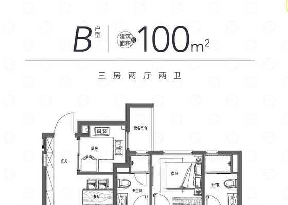 建筑面积为100㎡B户型