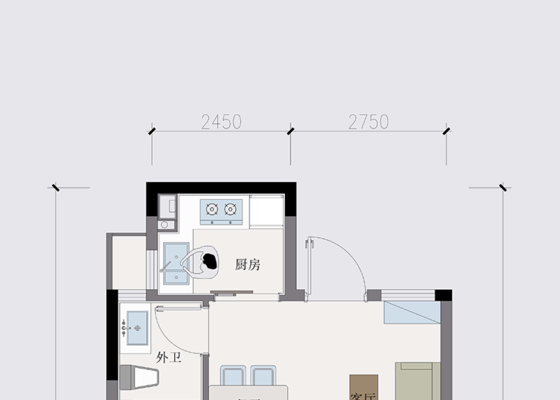 建筑面积为59㎡A户型