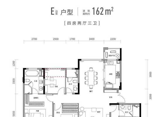 洋房E（边套）四室两厅三卫162㎡