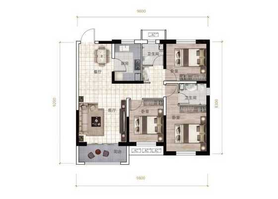 F1户型-117.46m²