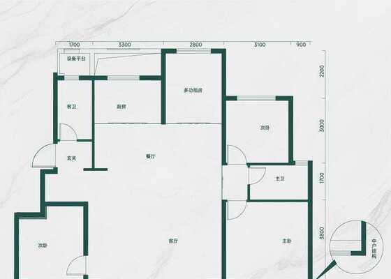 1143平米四室户型