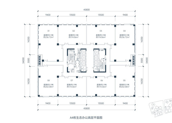 A4栋生态办公高层平面图