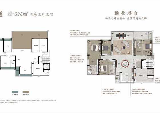 建面约260㎡5房3厅3卫户型