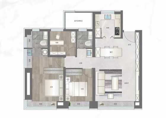 建面约110平米户型