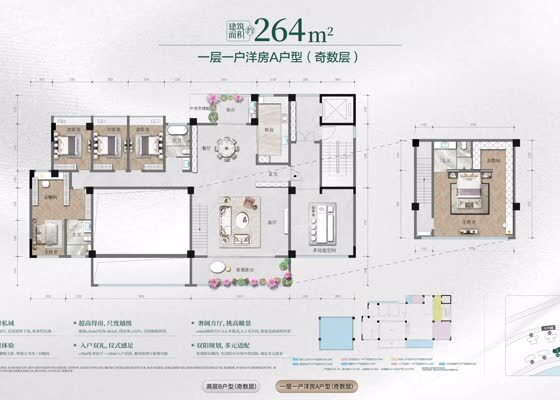 一层一户洋房A户型(奇数层)264m²