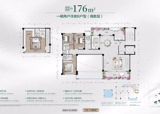 一梯两户洋房B户型(偶数层)176m²