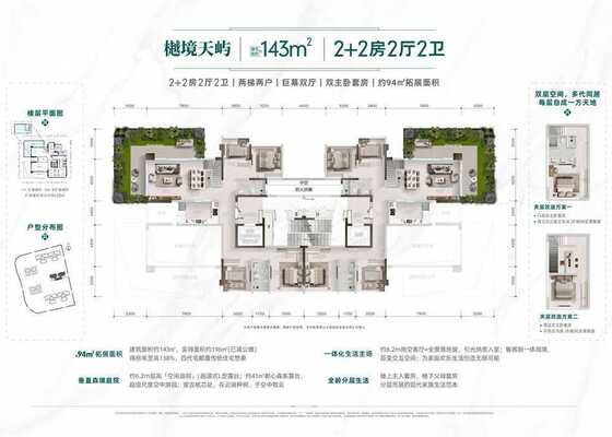 四代樾境天屿143㎡ 2+2房2厅2卫